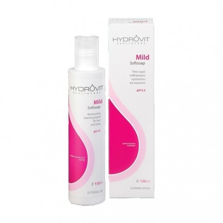 HYDROVIT Mild Softsoap pH 5,5 Ήπιο υγρό καθαρισμού προσώπου και σώματος, 150ml