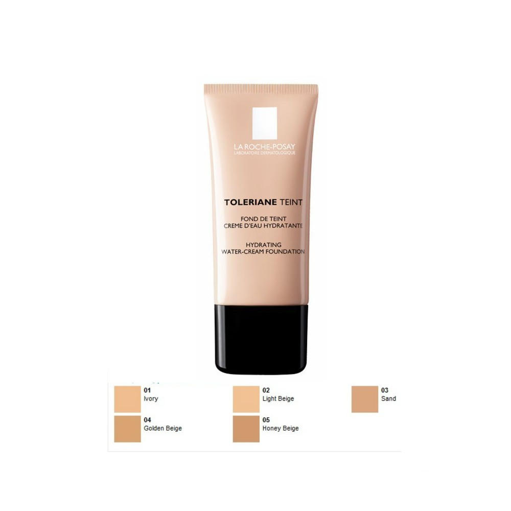 LA ROCHE POSAY - TOLERIANE TEINT HYDRATING WATER-CREAM FOUNDATION SPF 20, Tube 30ml (IN 5 COLORATIONS) - 03 SAND