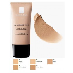 LA ROCHE POSAY - TOLERIANE TEINT MATTIFYING MOUSSE FOUNDATION SPF 20, Tube 30ml (IN 5 COLORATIONS) - 04 GOLDEN BEIGE