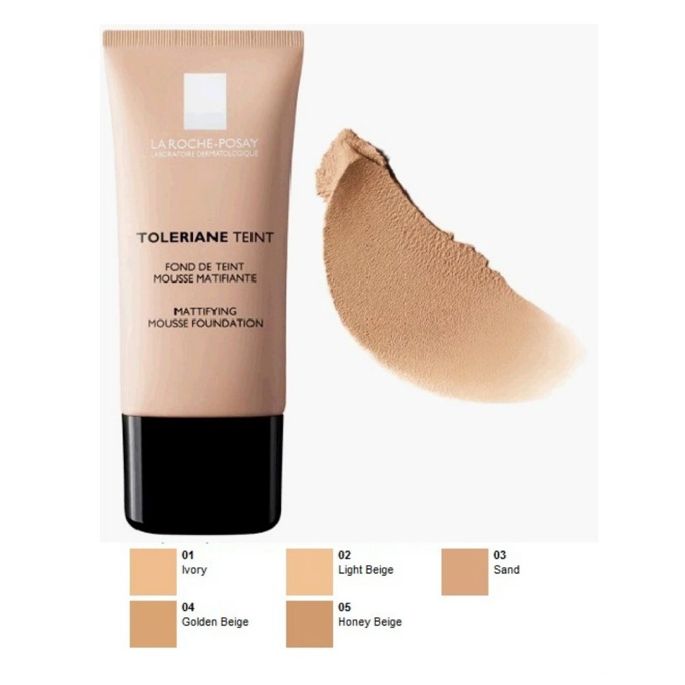 LA ROCHE POSAY - TOLERIANE TEINT MATTIFYING MOUSSE FOUNDATION SPF 20, Tube 30ml (IN 5 COLORATIONS) - 04 GOLDEN BEIGE