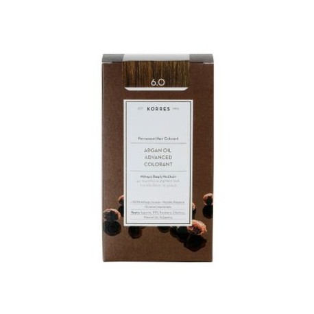KORRES - Argan Oil Advanced Colorant Μόνιμη Βαφή Μαλλιών με τεχνολογία Pigment-Lock που κλειδώνει το χρώμα 50ml - 6.0 ΞΑΝΘΟ ΣΚΟΥ