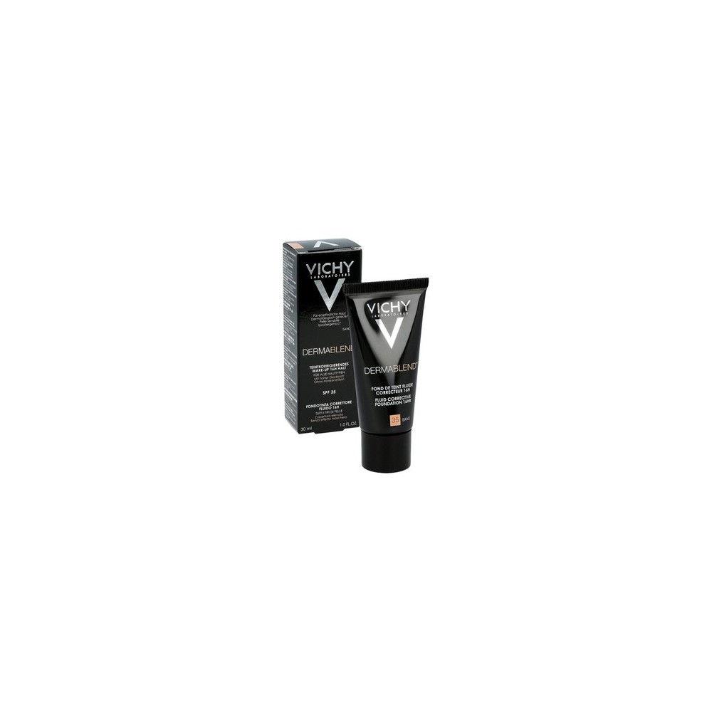 VICHY DERMABLEND CORRECTIVE FOUNDATION Corrects minor to moderate skin imperfections. Available in 5 shades. - SAND VICHY DERMABLEND CORRECTIVE FOUNDATION Corrects minor to moderate skin imperfections. Available in 5 shades. - SAND
