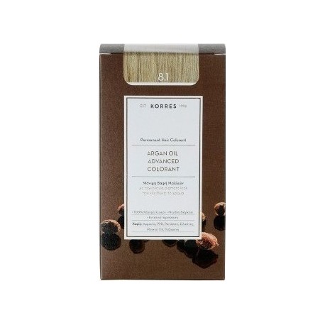 KORRES - Argan Oil Advanced Colorant Μόνιμη Βαφή Μαλλιών με τεχνολογία Pigment-Lock που κλειδώνει το χρώμα 50ml - 8.1 ΞΑΝΘΟ ΣΚΟΥ