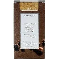 KORRES - Argan Oil Advanced Colorant Μόνιμη Βαφή Μαλλιών με τεχνολογία Pigment-Lock που κλειδώνει το χρώμα 50ml - 8.7 ΚΑΡΑΜΕΛΑ