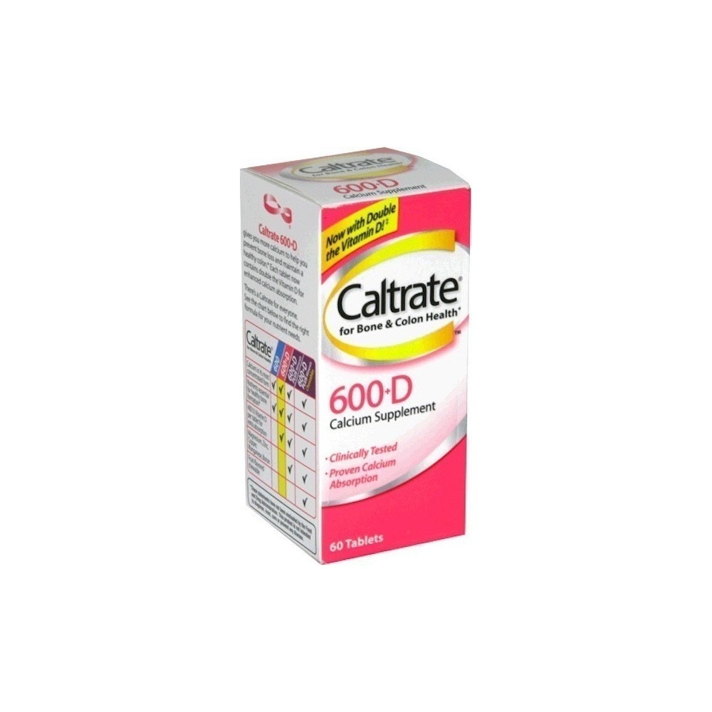 PFIZER - Caltrate 600 + D Calcium Dietary Supplement With Vitamin D, 60caps.