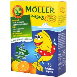 Moller's Omega 3 για Παιδιά 36 ζελεδάκια Πορτοκάλι Λεμόνι