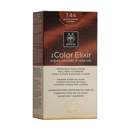 Apivita My Color Elixir Μόνιμη Βαφή Μαλλιών  Ξανθό Έντονο Χάλκινο 7.44  1τμχ