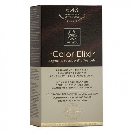 Apivita My Color Elixir Μόνιμη Βαφή Μαλλιών  Ξανθό Σκούρο Χάλκινο Μελί 6.43  1τμχ
