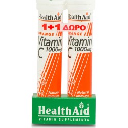 Health Aid Vitamin C 1000mg γεύση Πορτοκάλι 2 x 20 αναβράζοντα δισκία