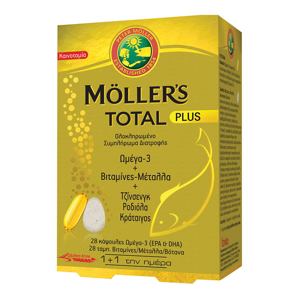 Moller's Total Plus 28tabs Βιαταμίνες-Μέταλλα-Βότα & & 28caps Ωμέγα-3