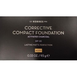 Korres Corrective Compact Foundation SPF20 Activated Charcoal ACCF3 Διορθωτικό Compact Make Up
