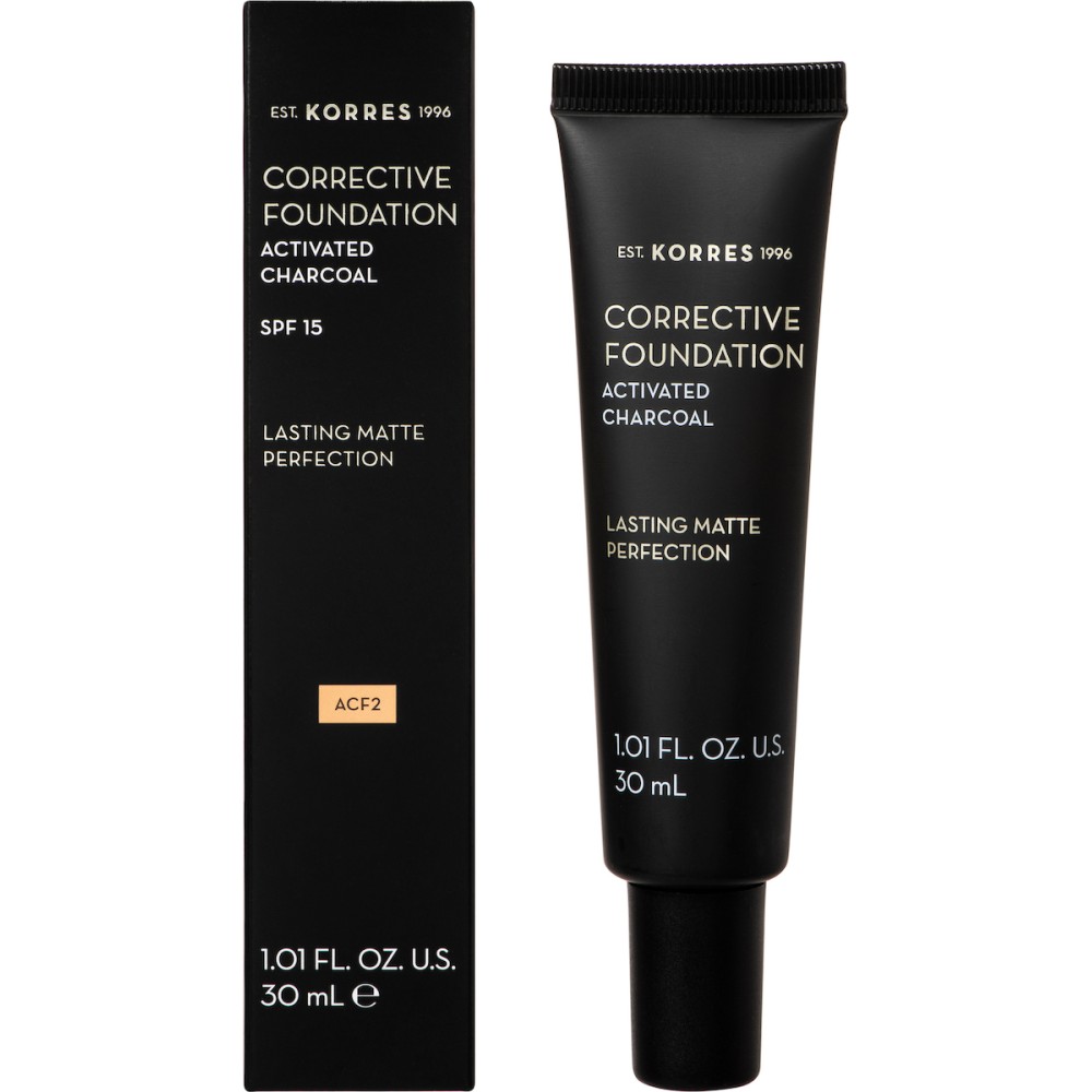 Korres Corrective Foundation SPF15 Activated Charcoal ACF2 Διορθωτικό Make-up με Ενεργό Άνθρακα 30ml