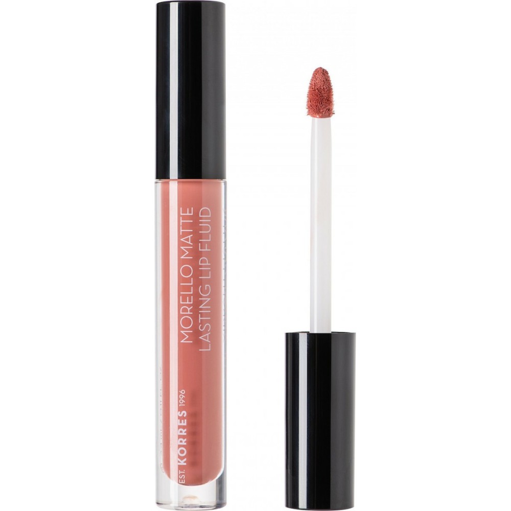 Korres Morello Matte Lasting Lip Fluid 06 Romantic Nude με εξαιρετική λάμψη & γεμάτο χρώμα που διαρκεί 3.4ml