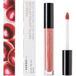 Korres Morello Matte Lasting Lip Fluid 06 Romantic Nude με εξαιρετική λάμψη & γεμάτο χρώμα που διαρκεί