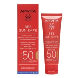 Apivita Bee Sun Safe Tinted Αδιάβροχη Αντηλιακή Κρέμα Προσώπου SPF50 με Χρώμα 50ml