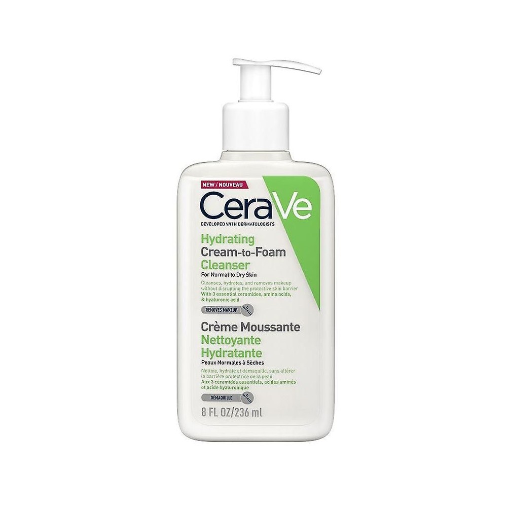 Cerave Hydrating Cream-to-Foam Cleanser Normal to Dry Skin Αφρώδης Κρέμα Καθαρισμού Για Κανονικό & Ξηρό Δέρμα 236ml